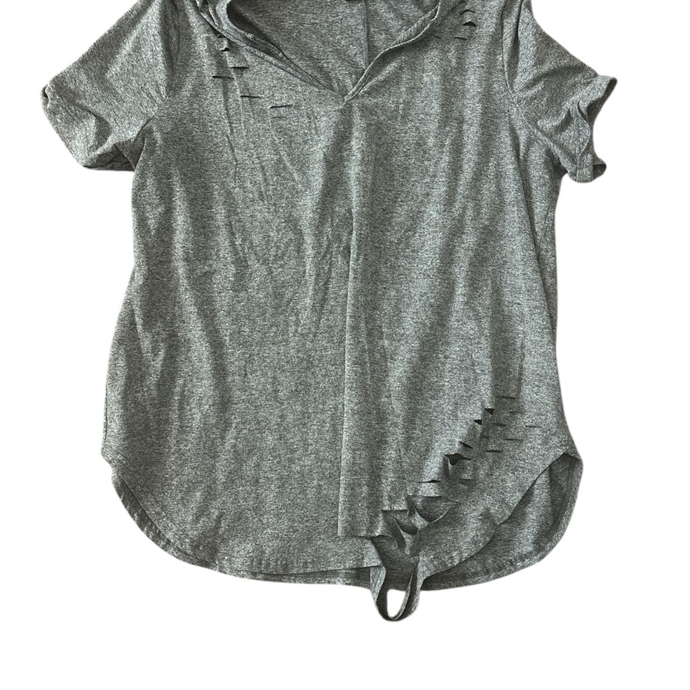 Gray Women's Distressed/ripped Top